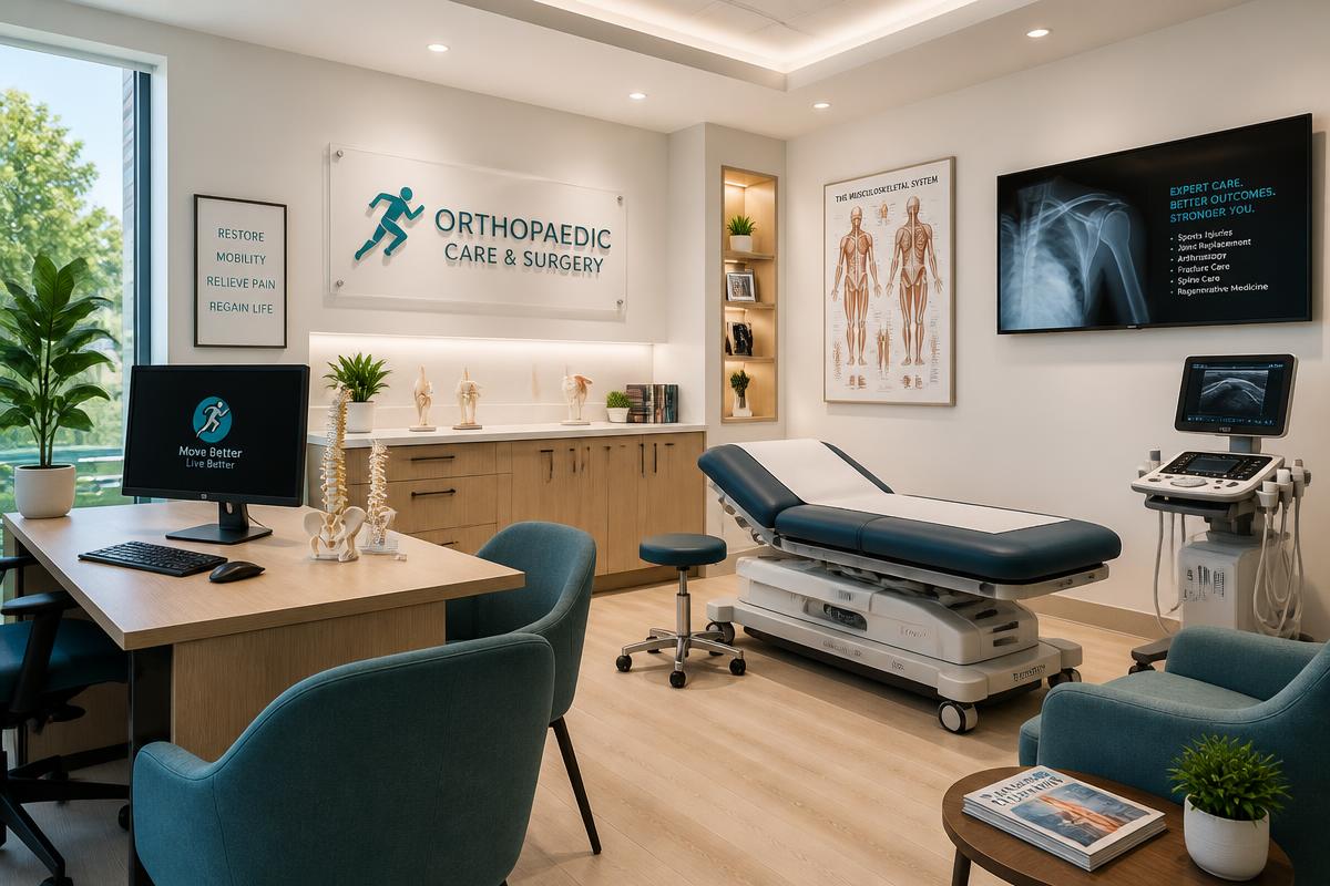 Modern orthopaedic examination room at Tridev Hospital in Surat